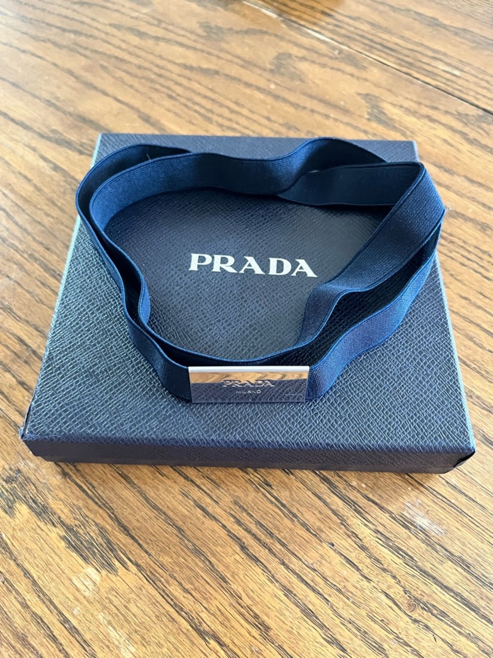 Prada Milano Navy Elastic Belt Strap + Box and Dust Bag - Picture 3 of 4